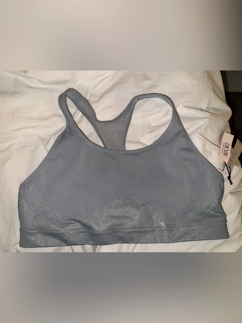 Victoria's Secret SPORT Seamless Gray Racerback Sports Bra with Shimmer Band